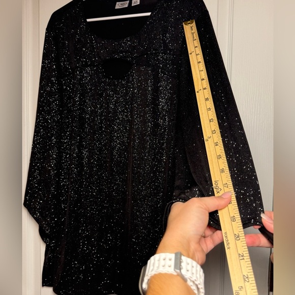 Cato Black Sparkle Keyhole Blouse - Picture 5 of 8